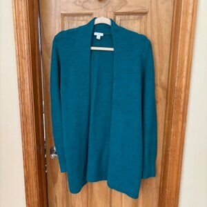 J.Jill teal open front cardigan